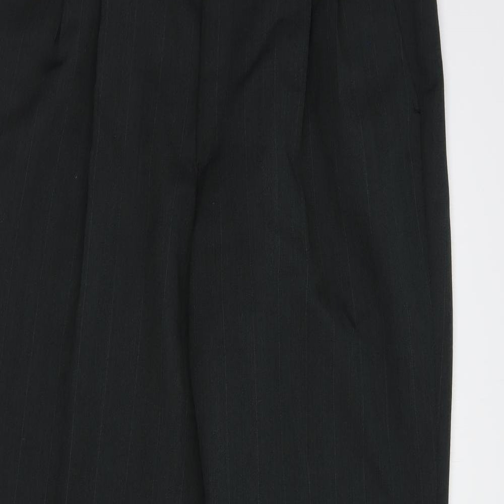 Preworn Mens Grey Striped Polyester Dress Pants Trousers Size 32 in L30 in Regular Button