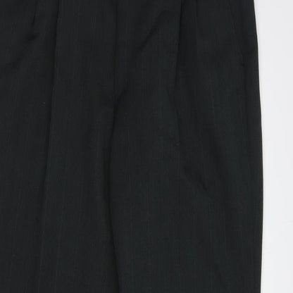 Preworn Mens Grey Striped Polyester Dress Pants Trousers Size 32 in L30 in Regular Button