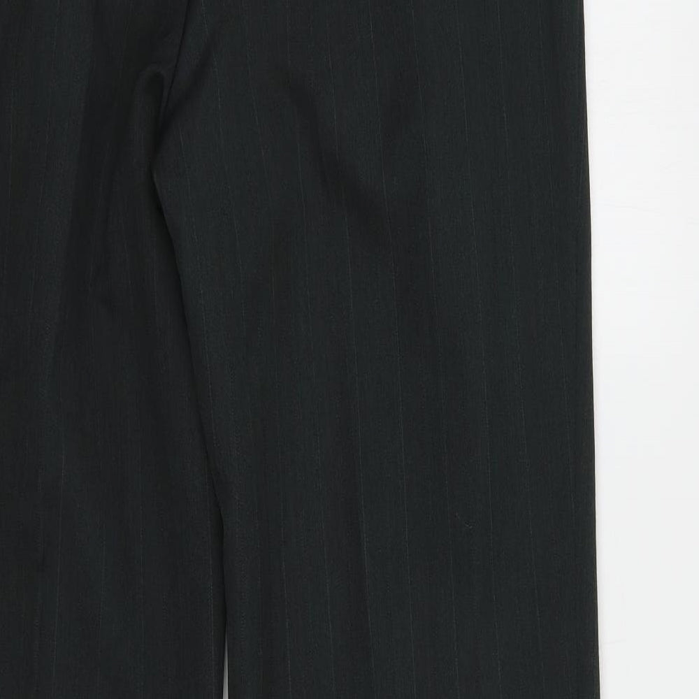 Preworn Mens Grey Striped Polyester Dress Pants Trousers Size 32 in L30 in Regular Button