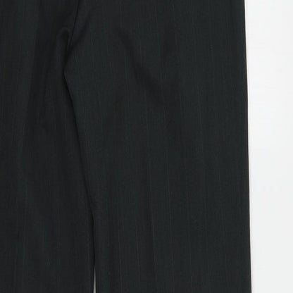Preworn Mens Grey Striped Polyester Dress Pants Trousers Size 32 in L30 in Regular Button