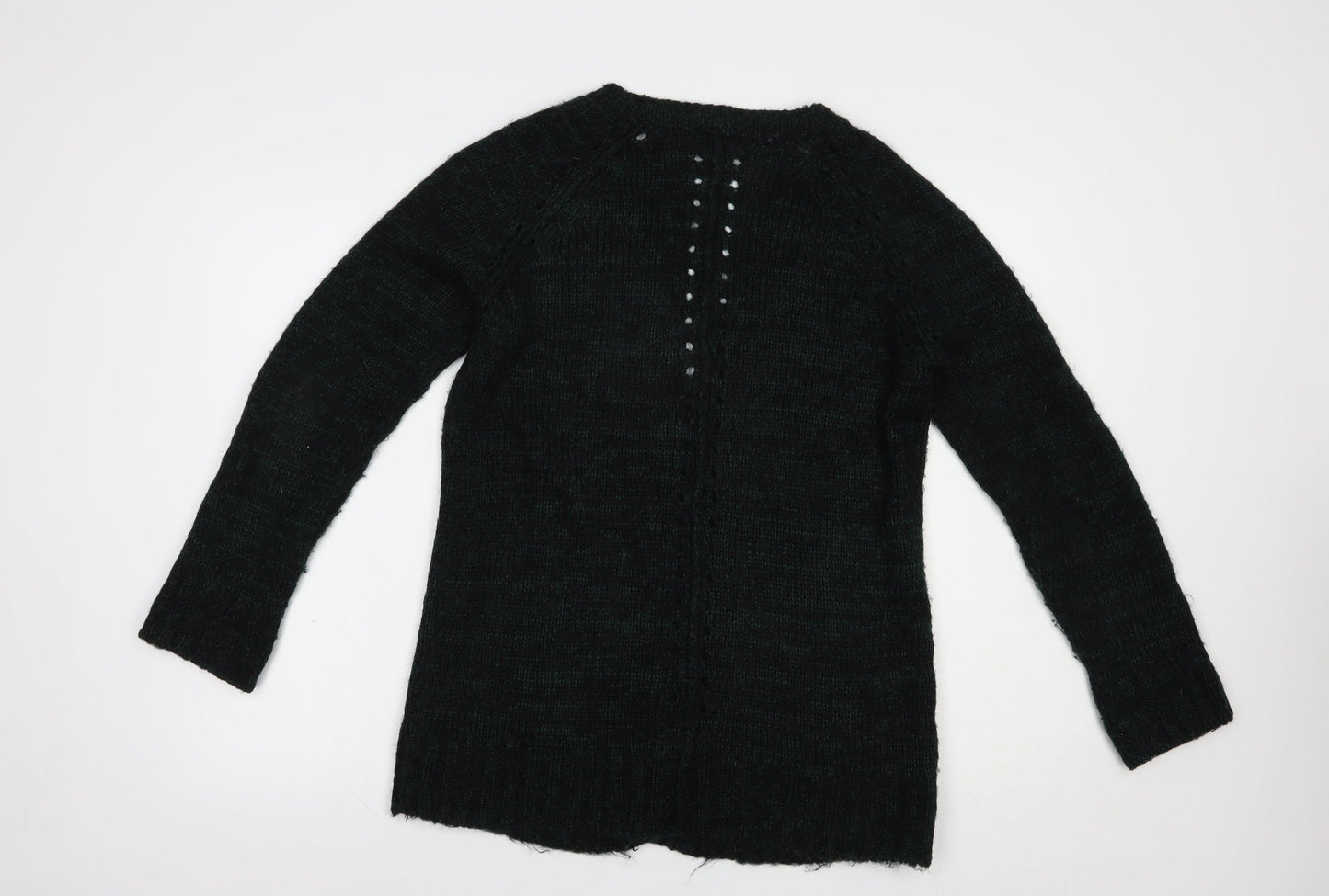 QED London Womens Green V-Neck  Acrylic Cardigan Jumper Size L