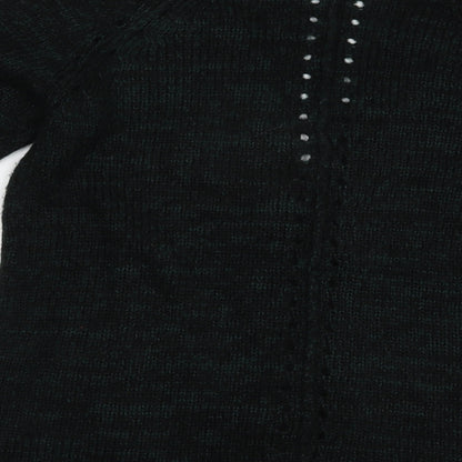 QED London Womens Green V-Neck  Acrylic Cardigan Jumper Size L