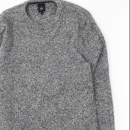 River Island  Mens Grey Round Neck  Acrylic Pullover Jumper Size S
