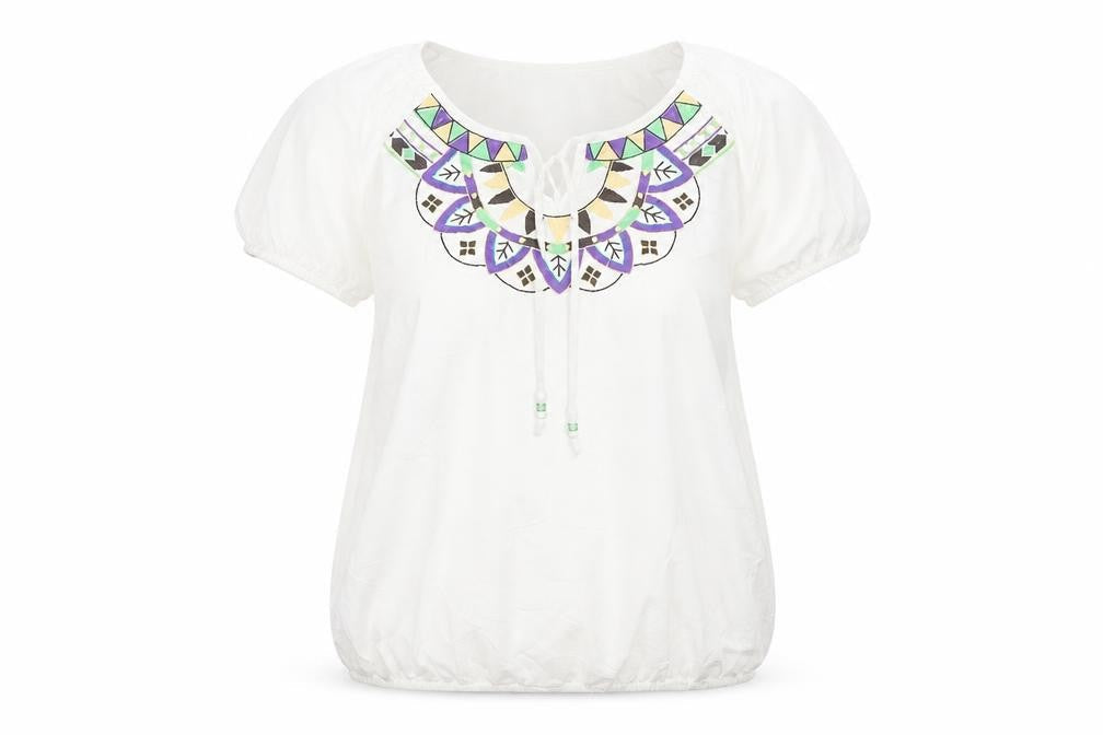 Womens UK Size 10 BHS Multicoloured Basic Blouse