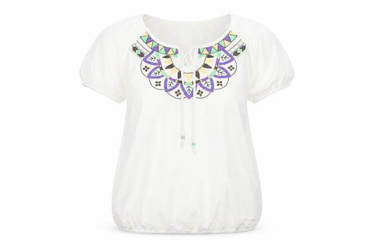 Womens UK Size 10 BHS Multicoloured Basic Blouse
