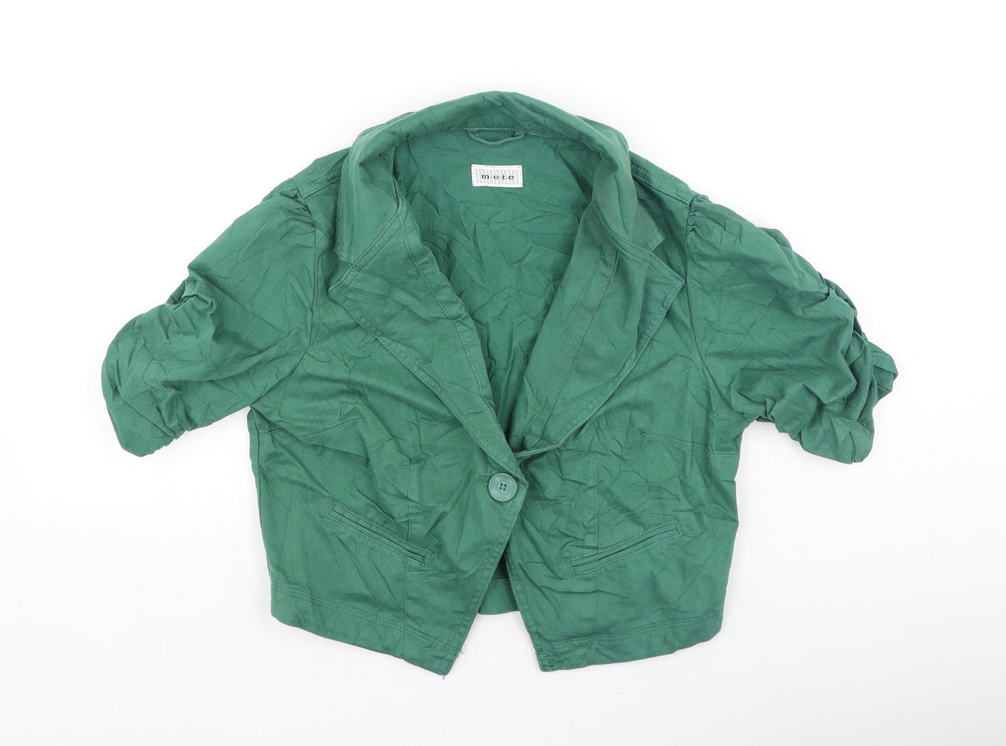 Moto Womens Green V-Neck  Cotton Cardigan Jumper Size 14
