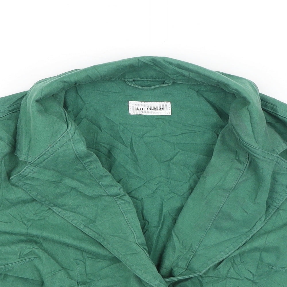 Moto Womens Green V-Neck  Cotton Cardigan Jumper Size 14
