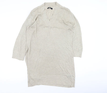 George  Womens Gold V-Neck  Viscose Pullover Jumper Size 12