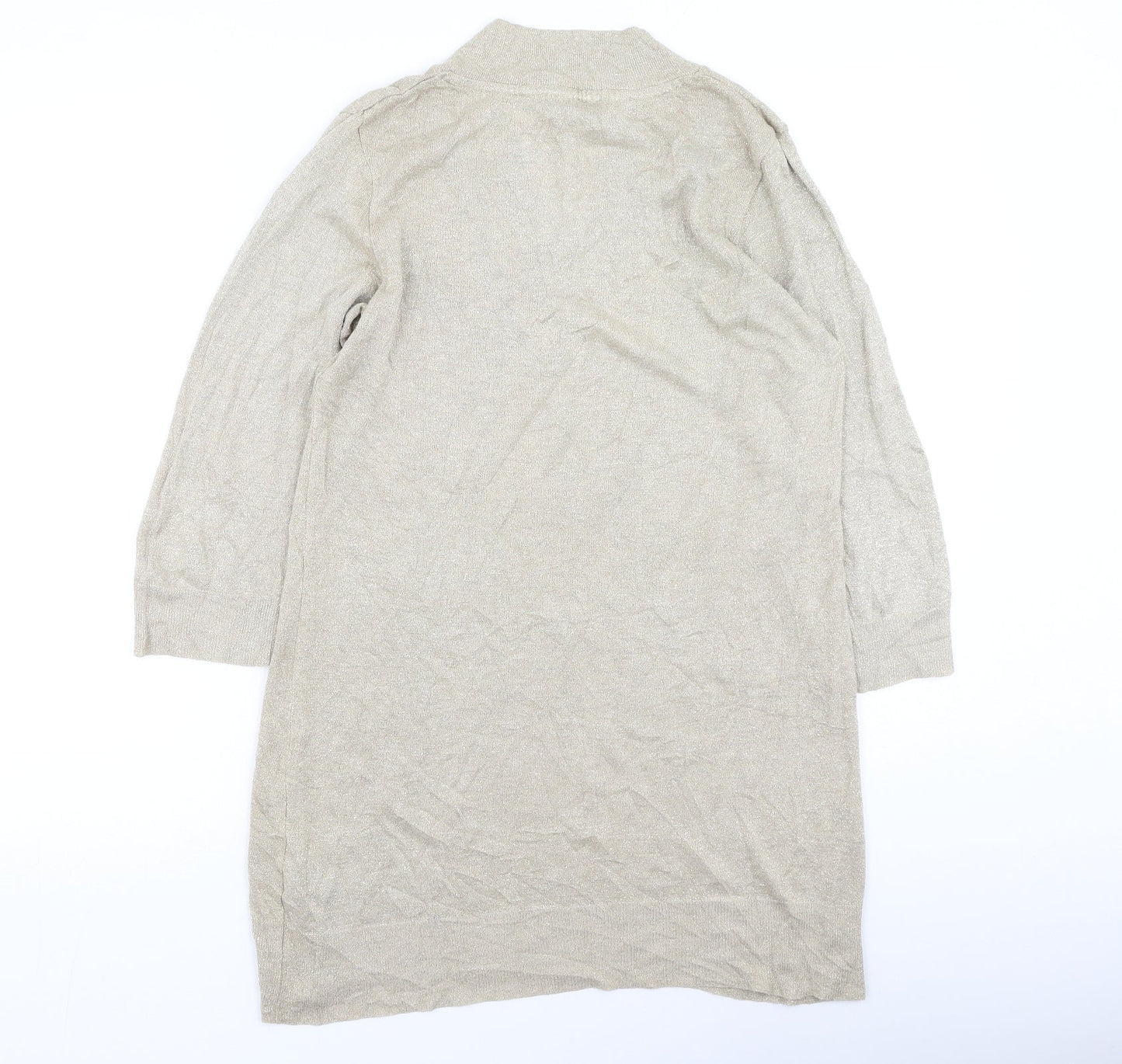 George  Womens Gold V-Neck  Viscose Pullover Jumper Size 12