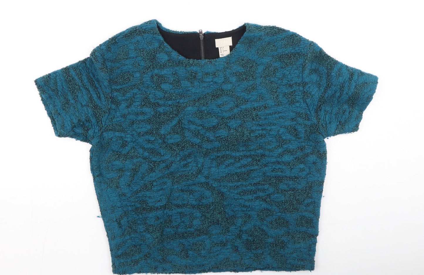 Womens UK Size 4 H&M Green Basic T-Shirt