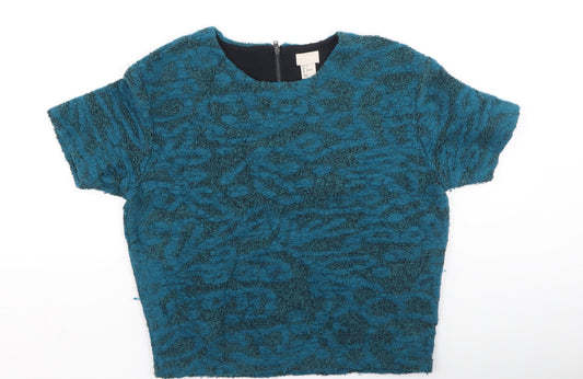 Womens UK Size 4 H&M Green Basic T-Shirt