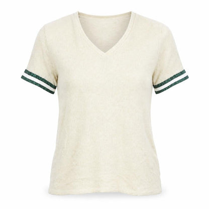 vilagalo Womens Gold  Viscose Basic T-Shirt Size XS V-Neck