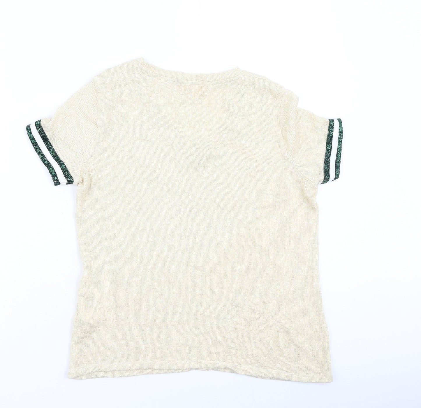 vilagalo Womens Gold  Viscose Basic T-Shirt Size XS V-Neck