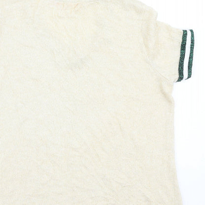 vilagalo Womens Gold  Viscose Basic T-Shirt Size XS V-Neck