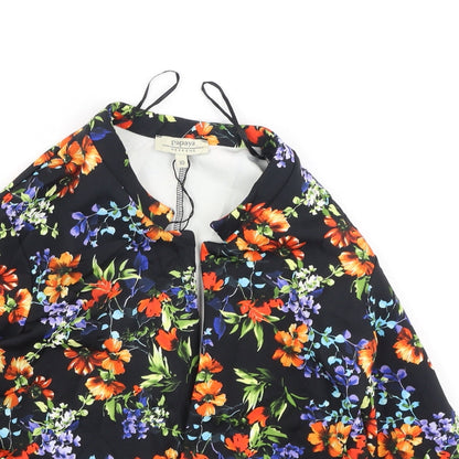 Papaya Womens Multicoloured Collared Floral Polyester Cardigan Jumper Size 10