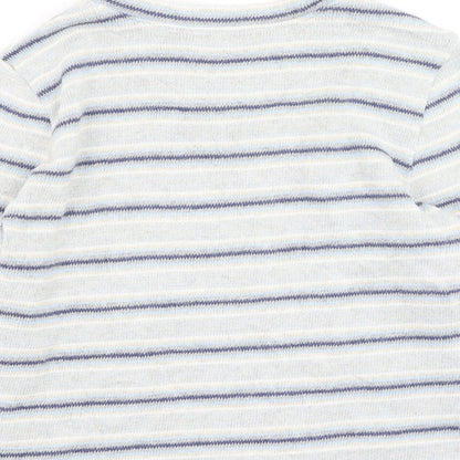 David Nieper Mens Blue V-Neck Striped Cotton Pullover Jumper Size S