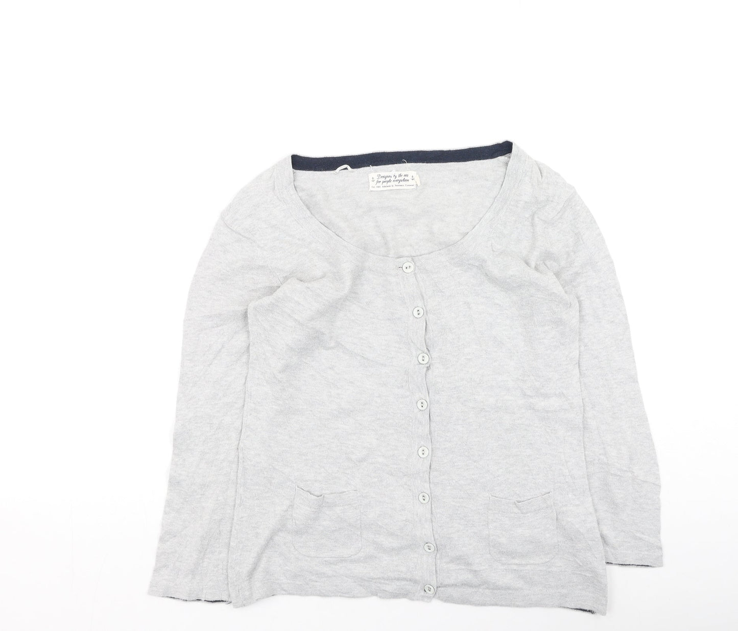 Womens UK Size 8 Preworn Grey Cardigan Jumper