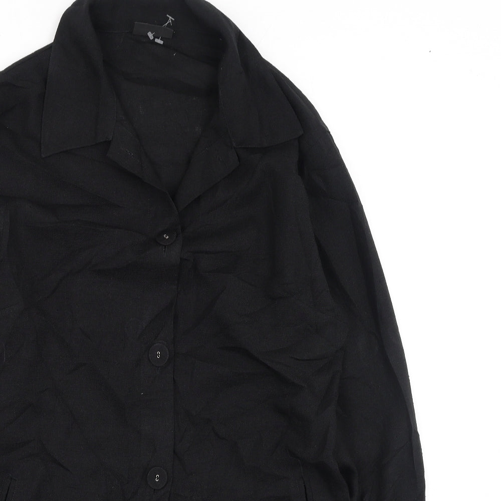 Womens UK Size S Kaffe Black Basic Button-Up