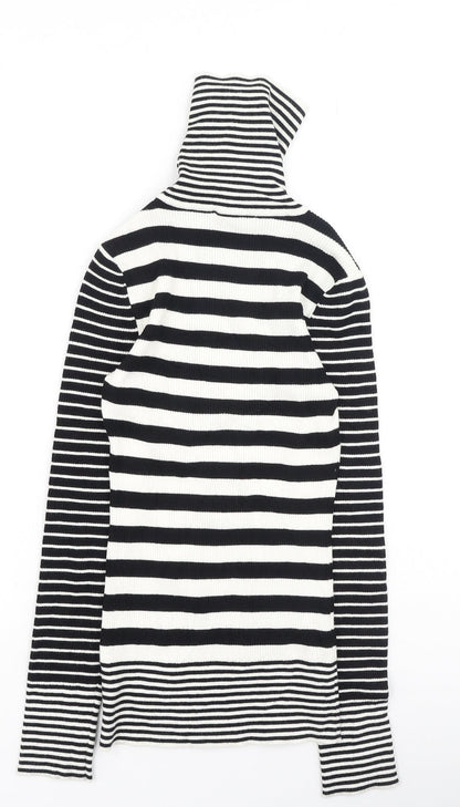 white house Womens Multicoloured High Neck Striped Rayon Pullover Jumper Size XS
