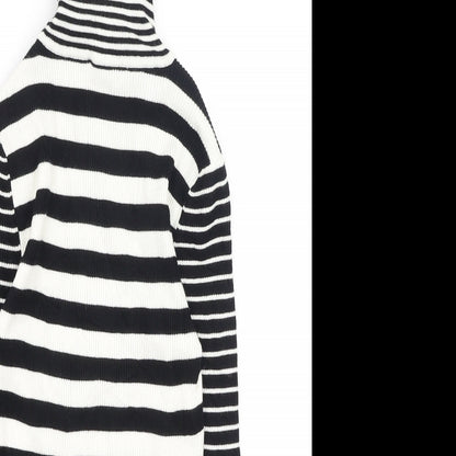 white house Womens Multicoloured High Neck Striped Rayon Pullover Jumper Size XS