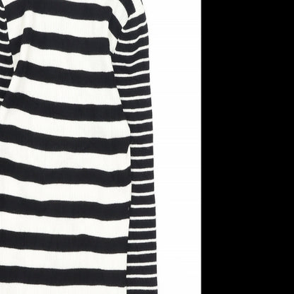 white house Womens Multicoloured High Neck Striped Rayon Pullover Jumper Size XS