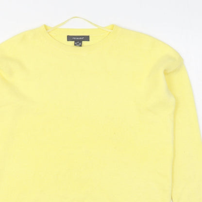 Primark Womens Yellow Round Neck  Acrylic Pullover Jumper Size XS