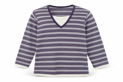 First Womens Blue Striped Polyester Pullover Sweatshirt Size L  Pullover