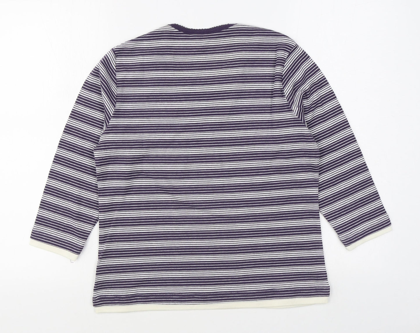 First Womens Blue Striped Polyester Pullover Sweatshirt Size L  Pullover