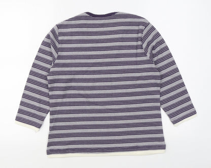 First Womens Blue Striped Polyester Pullover Sweatshirt Size L  Pullover