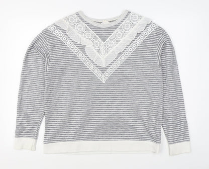 Matalan Womens Grey Striped Polyester Pullover Sweatshirt Size 14  Pullover
