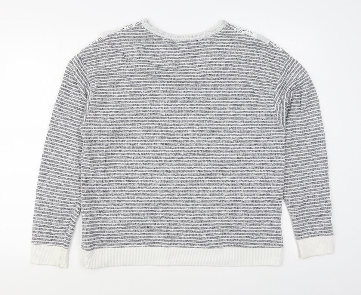 Matalan Womens Grey Striped Polyester Pullover Sweatshirt Size 14  Pullover