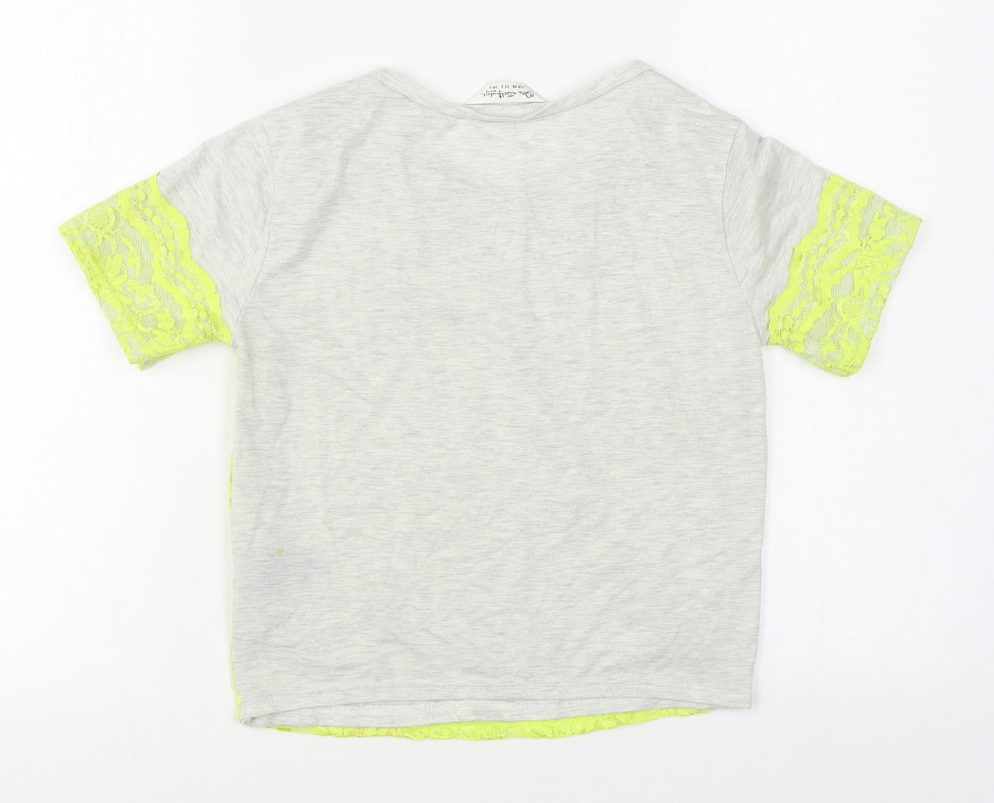 Miss Selfridge Womens Grey  Polyester Basic T-Shirt Size 6 Boat Neck