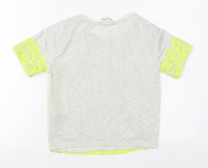 Miss Selfridge Womens Grey  Polyester Basic T-Shirt Size 6 Boat Neck