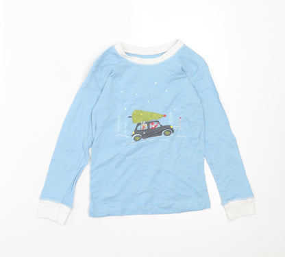 Leigh Tucker Boys Blue  Cotton Basic Casual Size 6-7 Years Crew Neck Pullover - Christmas Tee