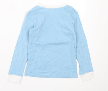 Leigh Tucker Boys Blue  Cotton Basic Casual Size 6-7 Years Crew Neck Pullover - Christmas Tee
