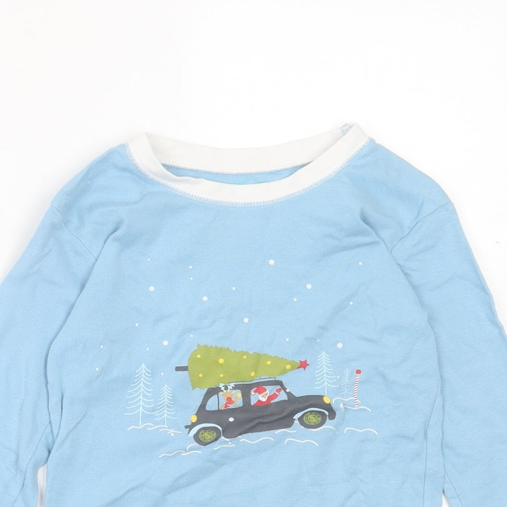 Leigh Tucker Boys Blue  Cotton Basic Casual Size 6-7 Years Crew Neck Pullover - Christmas Tee