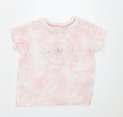 Primark Girls Pink  Cotton Basic T-Shirt Size 3-4 Years Crew Neck Pullover