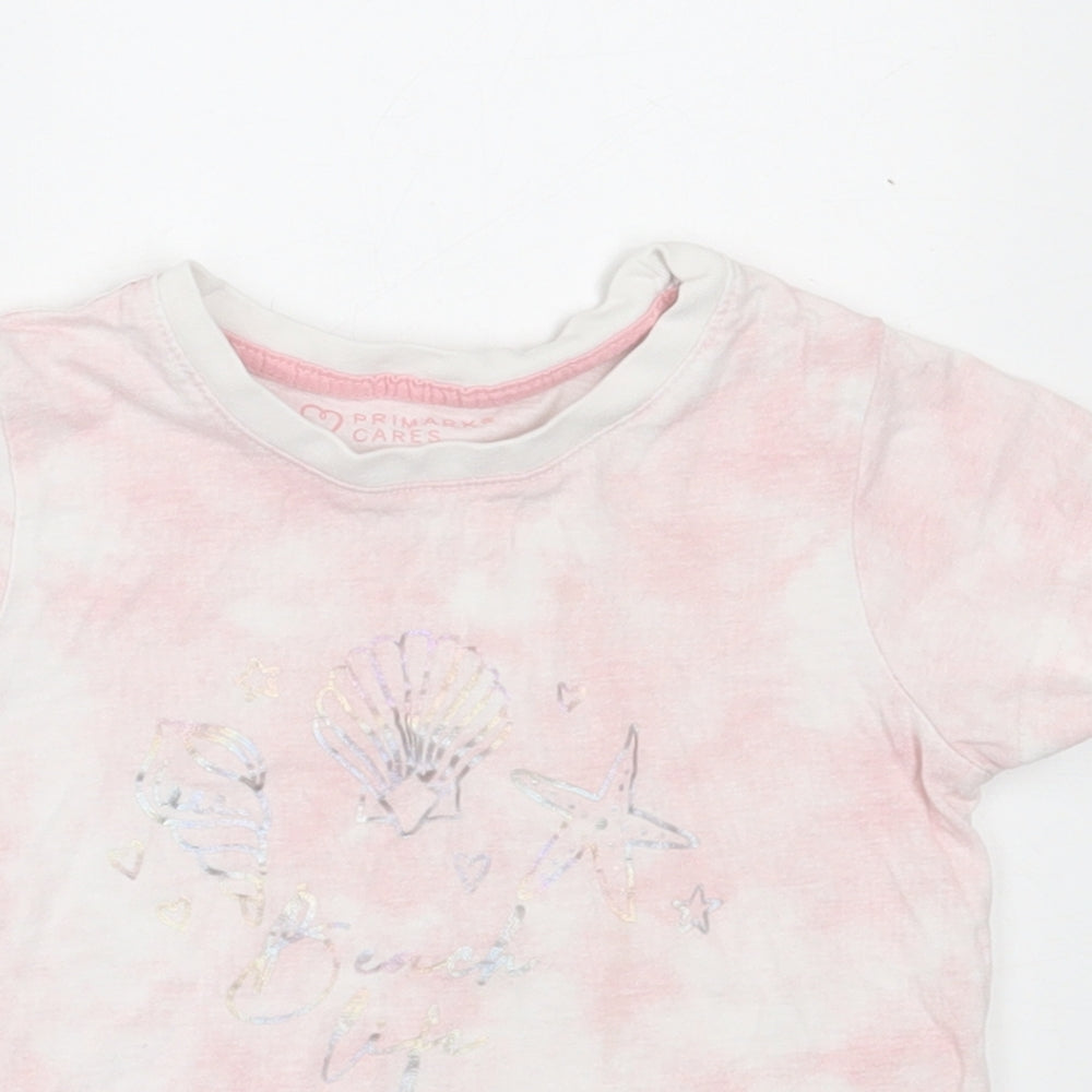 Primark Girls Pink  Cotton Basic T-Shirt Size 3-4 Years Crew Neck Pullover