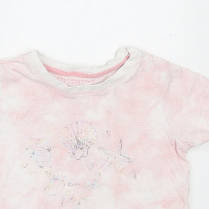 Primark Girls Pink  Cotton Basic T-Shirt Size 3-4 Years Crew Neck Pullover