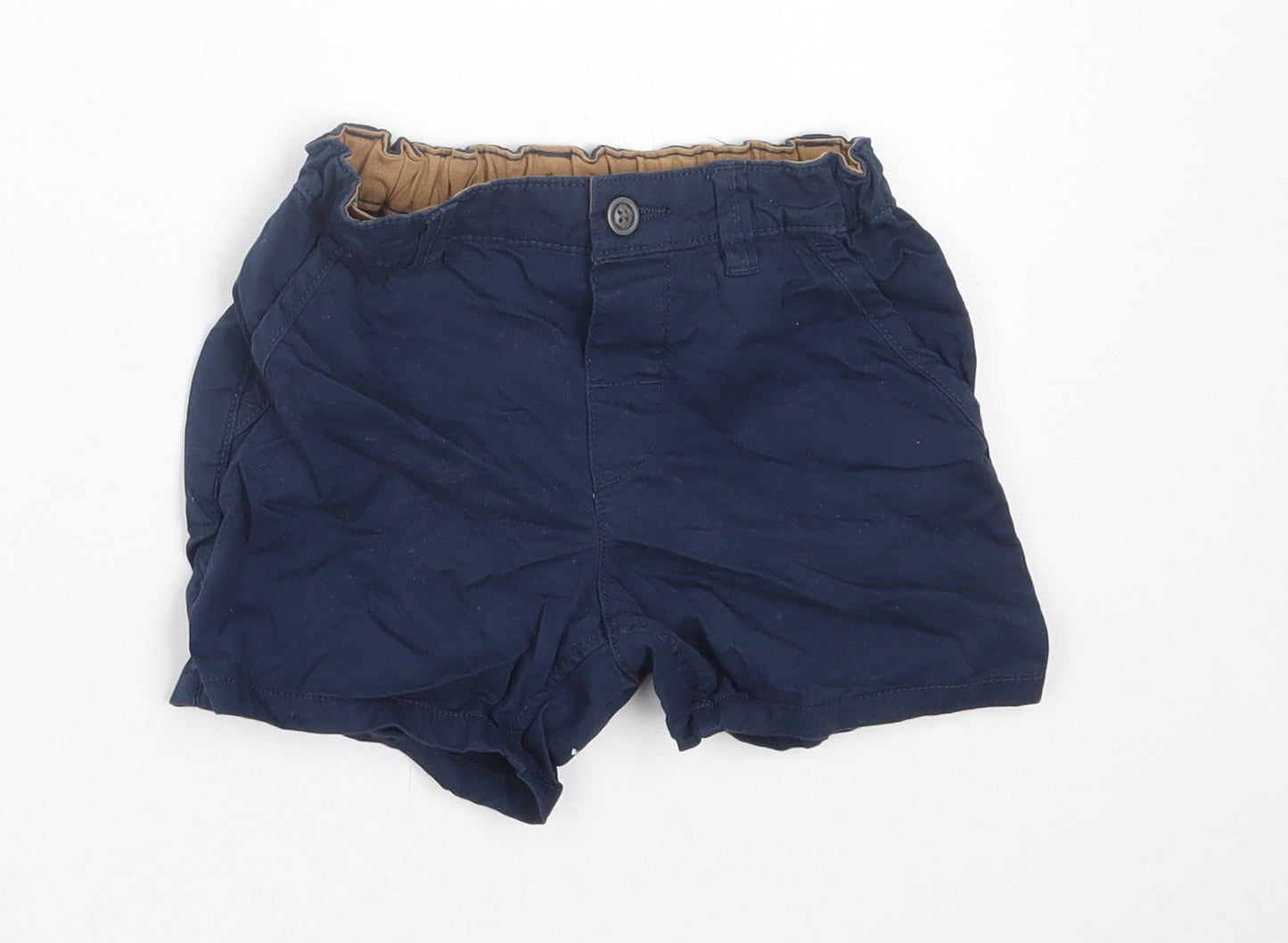 H&M Boys Blue  Cotton Chino Shorts Size 2 Years  Regular Buckle