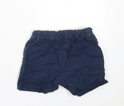H&M Boys Blue  Cotton Chino Shorts Size 2 Years  Regular Buckle