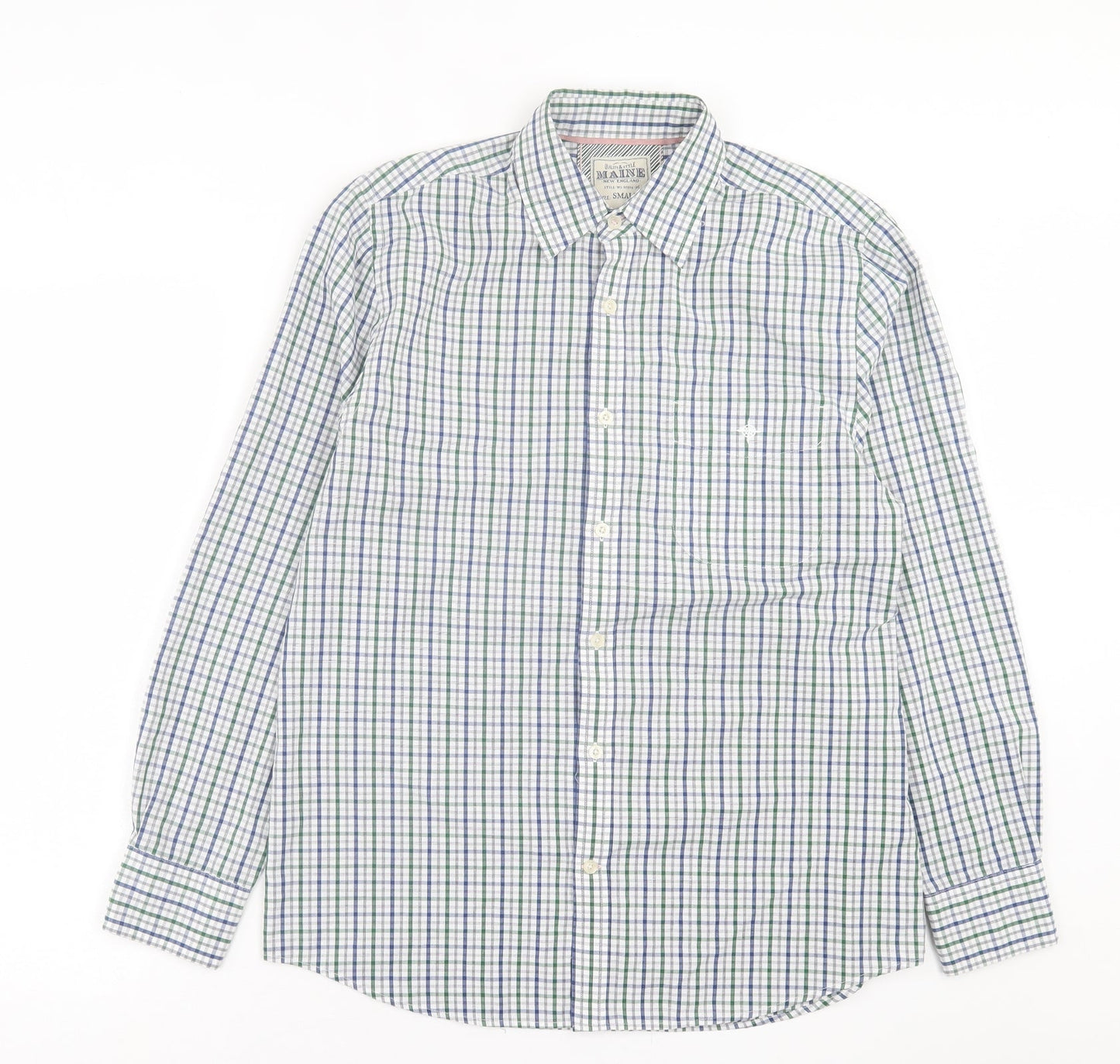 Mens UK Size S Maine Blue  Button-Up Long Sleeve Casual Shirt