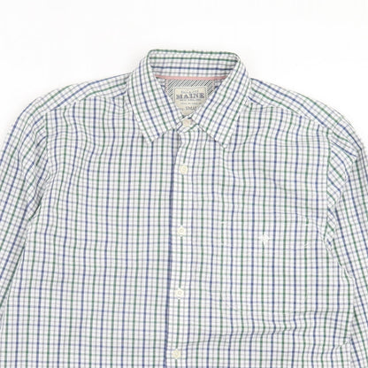 Mens UK Size S Maine Blue  Button-Up Long Sleeve Casual Shirt