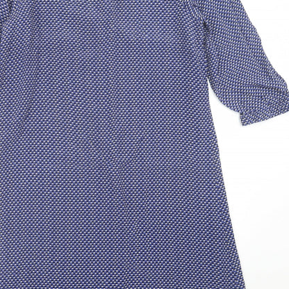 Crew Clothing Womens Blue Geometric Viscose A-Line  Size 8  Crew Neck Button