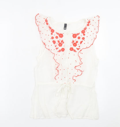 Womens UK Size 10 H&M White Basic T-Shirt