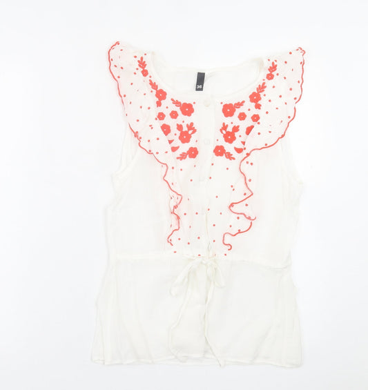Womens UK Size 10 H&M White Basic T-Shirt
