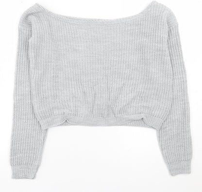 Womens UK Size M PRETTYLITTLETHING Grey Pullover Jumper