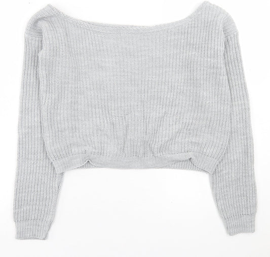 Womens UK Size M PRETTYLITTLETHING Grey Pullover Jumper