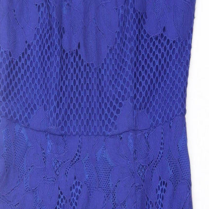 Coast Womens Blue Geometric Cotton A-Line  Size 6  Boat Neck Pullover