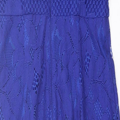 Coast Womens Blue Geometric Cotton A-Line  Size 6  Boat Neck Pullover